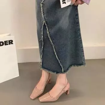 Fashion Designer Summer Women Sandals Fashion Shallow Singbacks Slip On Shoes Ladies Outdoor Party Dress High Heel Sandalias 35 чёрный