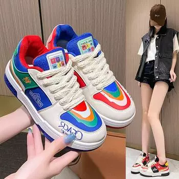 Fashion Designer Women s Thick Sole Running Sneakers Women s Shoes Women s Walking Thick Sole Sneakers Casual Vulcanized Shoes 35 красный черный