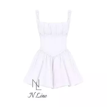 Fashion Direct Purchase House of CB New Sexy Waist Trimming Tulle Square Collar Pettiskirt Mini Dress White L +