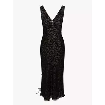 Fashion Direct Purchase Realisationpar Retro Deep V Sexy Mermaid Dress Silk Print Maxi Dress Black Leopard Print XXS