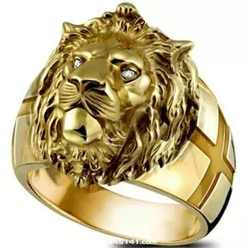 Fashion Domineering Men s 18K Gold High-end Jewelry Accessories Lion King Head Ring 13