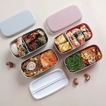 Fashion Double-layer Lunch Box Healthy Material Food Storage Container Fresh-keeping Microwave Tableware белый