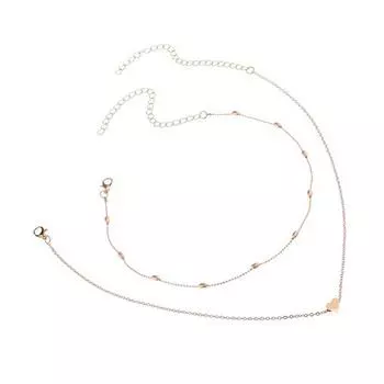 Fashion Double Layers Choker Heart Love Ball Chain Bead Necklace Women Xmas Gift ADM