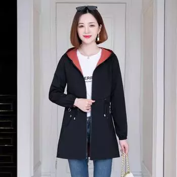 Fashion Double-Sided Wear Trench Coat Women s Mid-Longth Spring Autumn Women s Coats Tops Hooded Jacket Women Top XXXXL
