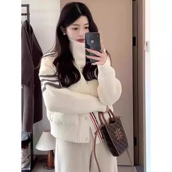 Модная куртка-пуховик из хлопка, женская куртка на осень и зиму, новая утолщенная теплая короткая куртка с воротником-стойкой, трикотажная куртка с хлопковой подкладкой S