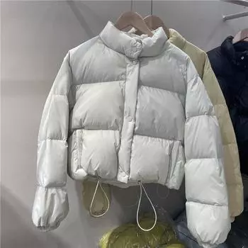 FASHION down jacket women s short 2024 winter new thickened loose small white duck down stand-up collar bread jacket trendy Clothes average size