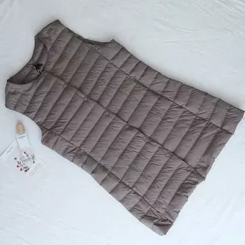 FASHION Down Vest Women s Medium Long Light Crew Neck Coat with Vest Large Size Lightweight V-Neck Warm L