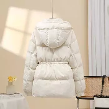 FASHION down women s medium and long 2024 new Korean version fashion waist loose thickened warm small winter trendy Clothes S чёрный