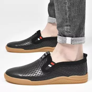 Fashion Driving Shoes Men Peas Shoes Set Foot Fashion Mens Moccasins Shoes Genuine Casual Leather Shoes Bottom Soft Bottom Massage Trend 36