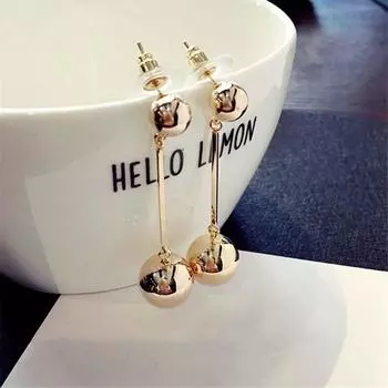 Fashion Drop Dangle Earrings Women Long Chain Bling Ball Drop Dangle Beads Earrings Jewelry Gift ARI 2cm золотой