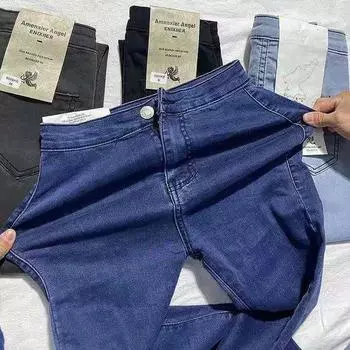 Fashion Elastic Hip Retro Slim Fit Slimming Jeans Dark blue 27