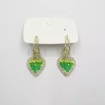 fashion elegant 18K gold-plated Artificial crystal Valentine s Day couple gift minimalist style heart-shaped earrings jewelry зелёный