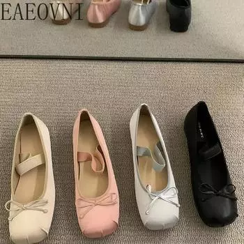 мода Элегантные балетки 2024 Весна Женские туфли с мягкой подошвой Одинарные туфли Женская мода Мелкие слипоны с круглым носком 35 серебряный