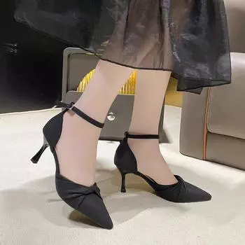 Fashion Elegant Design Women s Stilettos 2024 Spring New Style Sensibility Niche Fine Heel Open Top Single Strap Bag Head Sandals 34