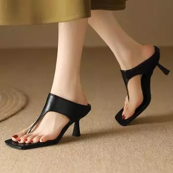 Модные элегантные шлепанцы летние туфли женские черные зеленые тапочки сексуальные тонкие босоножки на высоком каблуке шлепанцы туфли женские плюс размер 45 34 бежевый