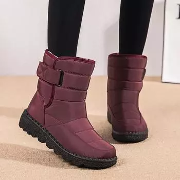 Fashion Elegant with Low Heels Chunky Platform Ladies Shoes Waterproof Round Toe Women s Snow Boots Comfrtable Winter Footwear Boot Goth 35