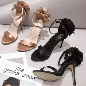 Модные элегантные женские босоножки на высоком каблуке 11 см, цветочные свадебные босоножки для невесты, вечерние босоножки из шелка Sitiletto, женские фетиш-туфли с ремешками 35 чёрный