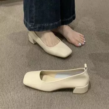 Fashion Elegant Women s High Heels Square Toe Heels for Womens Breathable Light Casual Shoes Trend Luxury Woman High Heels Women Loafers 35