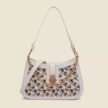 Fashion Embossed Girls Underarm Small Square Bag Korean Color Clash Ladies Handbag Baguette Leisure Hundred Girls Chain Bag PVC