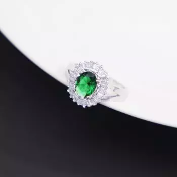 Fashion Emerald Jewelry Set Necklace Earrings Ring Bracelet Four-Piece Set Inlaid Zircon Jewelry Set