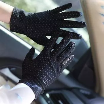 Fashion Etiquette Spandex Spring Anti-UV Summer Sunscreen Driving Gloves Women Gloves Dots Gloves