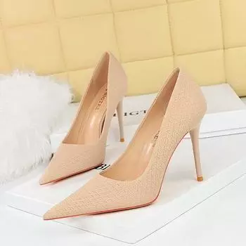 fashion Europe America Simple Shoes 2024 New Women Pumps Design Embossing Pattern Fashion Party Shoes Pointed Toe Stilettos Heels 6122-5 34(Foot22cm)