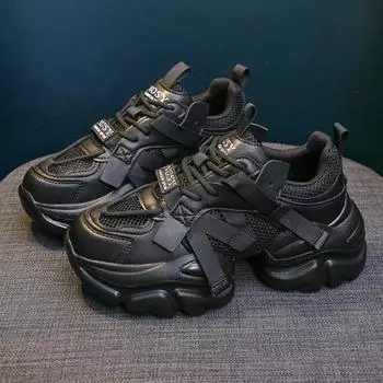 Мода Европа и Америка Толстые Кроссовки Женские Дышащие 2024 Новые Повседневные Простые Универсальные Однотонные Женские Туфли Осеннее Время 35 белый