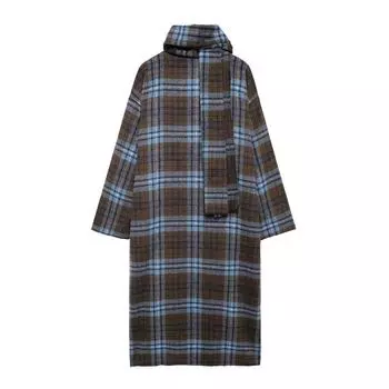 FASHION European and American style 2024 new women s clothing retro loose casual long-sleeved single-breasted woolen plaid coat jacket Clothes S