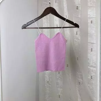 Fashion European and American Style Elastic Slim-Fit Super Short Crop-Top Spaghetti-Strap Red All yards
