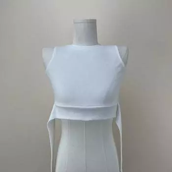 Fashion Export round Neck Ultra Short Slim Knit Vest White S