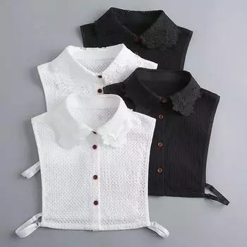 Модная рубашка с поддельным воротником, кружевной воротник, женский винтажный съемный белый воротник для свитера, блузки, полурубашки, аксессуары