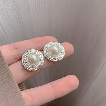 Fashion Fancy Heavy Industry Design Zircon Micro-Inlaid Large Pearl Earrings 2025 New Arrival Tide Stylish All-Matching Graceful White