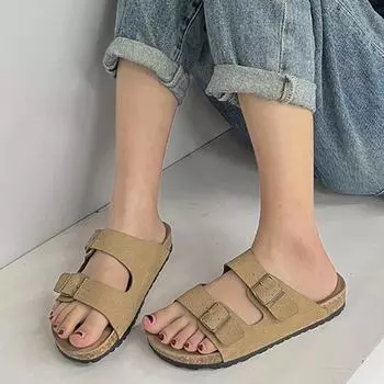 Мода Модные пляжные женские сандалии Летние туфли на плоской подошве с застежкой-молнией Повседневные тапочки Обувь для ходьбы Новые пляжные шлепанцы Платье Уютные шлепанцы с открытой пяткой 36 зеленые хаки