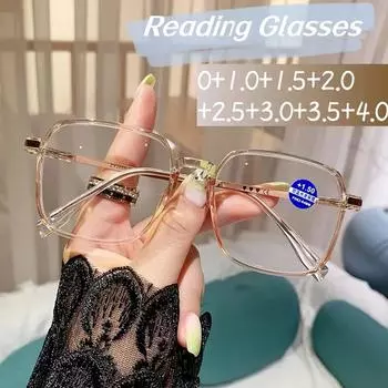 Fashion Fashion Blue Light Blocking Reading Glasses Men Women Square Finished Far Sight Eyeglasses Classic Oversized Ladies Presbyopia 0(anti-blue)