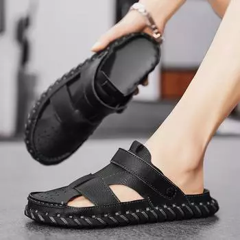 Модная брендовая летняя мужская обувь, сандалии на мягкой подошве, нескользящие уличные сандалии, пляжная обувь, мужская повседневная обувь, высококачественные тапочки 37 бежевый