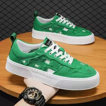 Fashion Fashion Breathable Canvas Shoes Platform Sport Shoes Casual Wear-resistant Breathable Trendy Men s Casual Vulcanized Shoes 39 белый