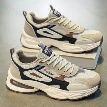 Fashion Fashion Breathable Running Sneakers Mesh Men Casual Shoes Comfortable Men Sports Shoes Lightweight Soft Anti-slip Walking Shoes 39 бежевый