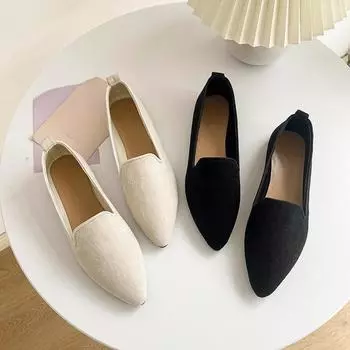 Fashion Fashion Breathable Stretch Ballet Shallow Flats Women Soft Bottom Pointed Toe 35 чёрный