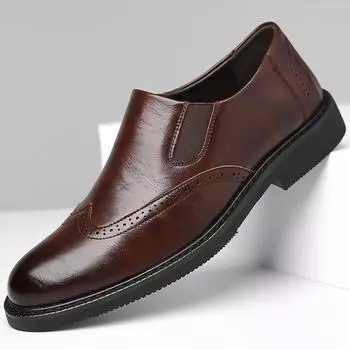 Fashion Fashion British Style Bullock Men s Shoes Spring Autumn Designer New Leather Shallow Mouth Hand-sewn Business Man Shoes 38