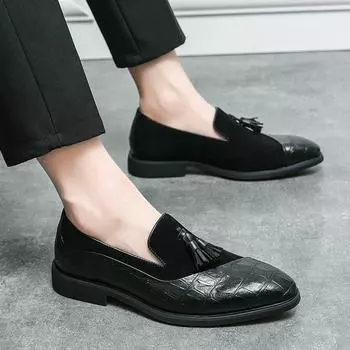 Fashion Fashion Business Shoes Men All-match Mens Slip on Walking Shoes High Quality Men Comfortable Loafers Classic Men Flats Wedding 38 коричневый