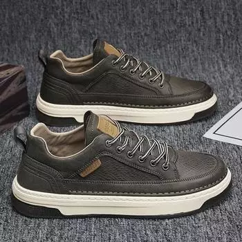 Fashion Fashion Casual Leather Shoes Men Autumn Flats Black White Male Outdoor Walking Sneakers Office Work Trainers Zapatos Casuales 39