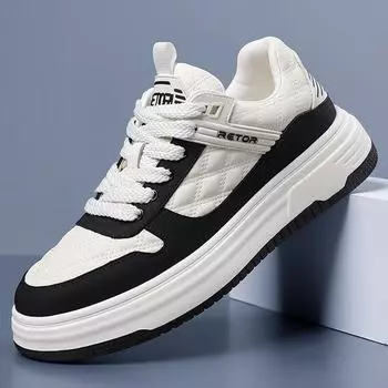 Fashion Fashion Casual Thick-soled Casual Men s Board Shoes Spring Autumn 2024 Designer New Cowhide Outdoor Walking Man Sneakers 38 белый