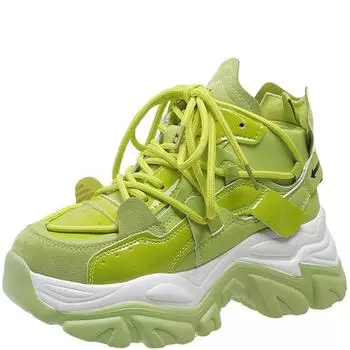 мода модные массивные кроссовки женские осенние спортивные туфли на платформе со шнуровкой 7,5 см толстые высокие каблуки женские кожаные кроссовки женские 34 бежевый