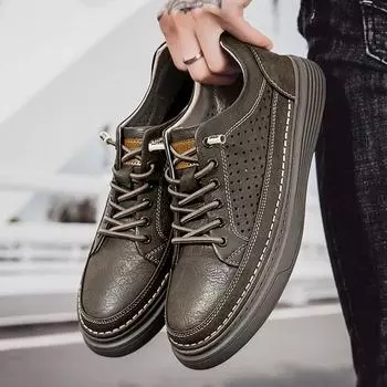 Fashion Fashion Daily Skateboard Shoes Men Leisure Walk New Genuine Leather Casual Mens Sport Shoes Comfortable Breathable Male Sneakers 38