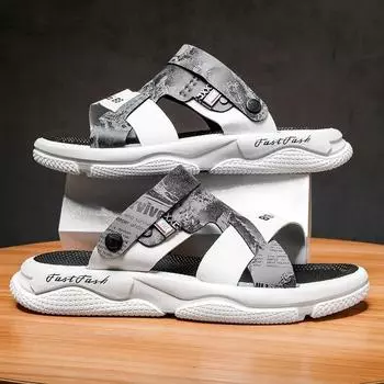 Модные дизайнерские мужские сандалии, дышащая повседневная обувь для мужчин, нескользящие пляжные сандалии для отдыха на открытом воздухе, 2024, новые мужские сандалии на платформе S(39-40) серый
