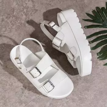 Fashion Fashion Female Shoes 2024 New Waterproof and Non-slip Women s Thick-soled Sandals Casual and Versatile Large Size Summer Sandals 36 белый