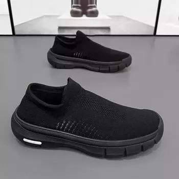 Fashion Fashion Flat Sole Casual Men s Shoes 2024 New Mesh Breathable Comfort Sneakers Men Lightweight Soft Sole Shoes Zapatillas Hombre 39 чёрный