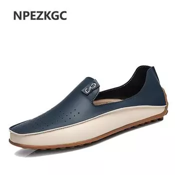 Fashion Fashion Leather Shoes For Men New Slip On Loafers Plus Size 47 Casual Driving Shoes Wide 2024 Business Shoes Sneaker Male 6 синий