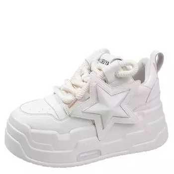 Fashion Fashion Low Top Sneakers Women Light Comfort Running Shoes Ladies Outdoor Zapatillas Mujer Sporty Board Shoes for Woman Luxury 34 белый