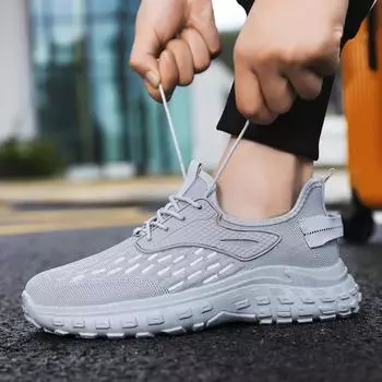 Fashion Fashion Men s Shoes High Quality Mesh Breathable Sneakers Men Soft Sole Vulcanized Shoes for Men Zapatos De Hombre 2024 39 серый